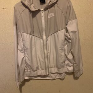 Nike Cream and White Bomber Jacket Lightweight Sporty Design